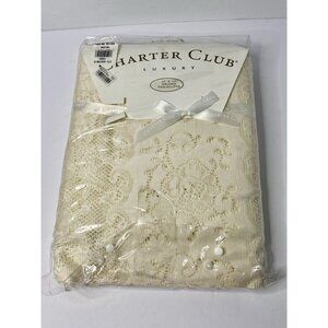 Charter Club Luxury Cotton Helena Lace Oblong Ivory‎ Tablecloth 60”x 126”